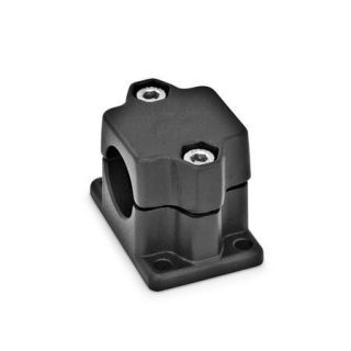 GN-147-Flanged-connector-clamps-Aluminum-Bore-SW-Black-RAL-9005-textured-finish