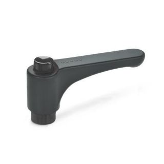 GN-600-Flat-adjustable-hand-levers-with-releasing-button-plastic-bushing-brass-DSG-Black-gray-RAL-7021-shiny-finish