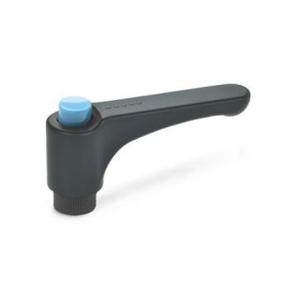 GN-600-Flat-adjustable-hand-levers-with-releasing-button-plastic-bushing-brass-DBL-Blue-RAL-5024-shiny-finish