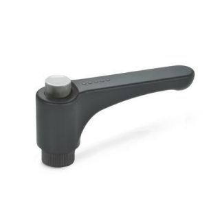 GN-600-Flat-adjustable-hand-levers-with-releasing-button-plastic-bushing-brass-DGR-Gray-RAL-7035-shiny-finish