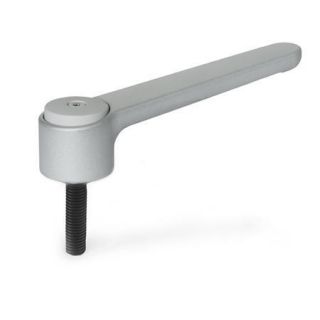 GN-126-Flat-adjustable-tension-levers-zinc-die-casting-threaded-stud-steel-SR-Silver-RAL-9006-textured-finish