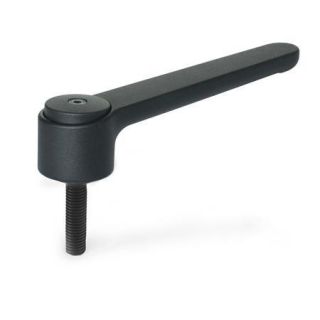 GN-126-Flat-adjustable-tension-levers-zinc-die-casting-threaded-stud-steel-SW-Black-RAL-9005-textured-finish