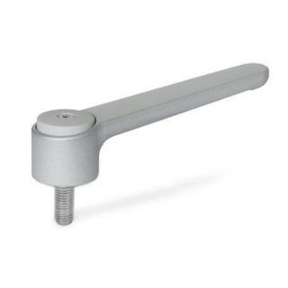 GN-126.1-Flat-adjustable-tension-levers-zinc-die-casting-threaded-stud-Stainless-Steel-SR-Silver-RAL-9006-textured-finish