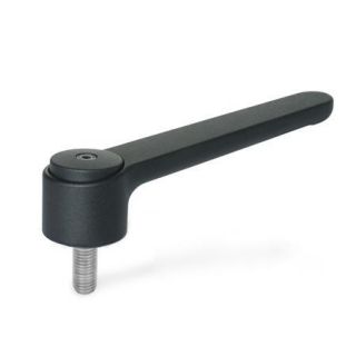 GN-126.1-Flat-adjustable-tension-levers-zinc-die-casting-threaded-stud-Stainless-Steel-SW-Black-RAL-9005-textured-finish