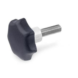 GN-6336.5-Star-knobs-plastic-with-protruding-Stainless-Steel-bushing-threaded-stud-Stainless-Steel