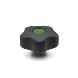 GN-5337.6-Softline-star-knobs-Plastic-with-colored-cover-caps-DGN-Green-RAL-6017-matte-finish