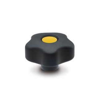 GN-5337.6-Softline-star-knobs-Plastic-with-colored-cover-caps-DGB-Yellow-RAL-1021-matte-finish