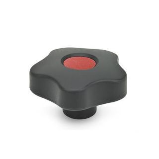 GN-5337.7-Star-knobs-with-colored-cover-caps-plastic-bushing-Stainless-Steel-DRT-Red-RAL-3000-matte-finish-With-cover-