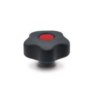 GN-5337.6-Softline-star-knobs-Plastic-with-colored-cover-caps-DRT-Red-RAL-3000-matte-finish