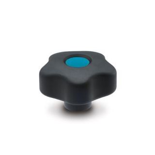 GN-5337.6-Softline-star-knobs-Plastic-with-colored-cover-caps-DBL-Blue-RAL-5024-matte-finish