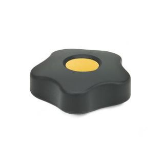 GN-5331-Star-knobs-low-type-with-colored-cover-caps-DGB-Yellow-RAL-1021-matte-finish-With-cover-cap