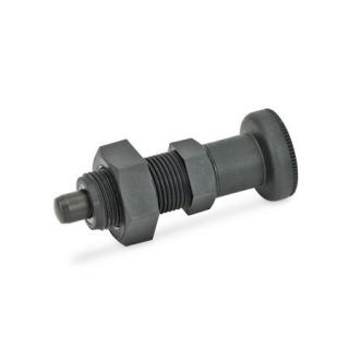 GN-617.2-Indexing-plungers-threaded-body-plastic-BK-Without-rest-position-with-lock-nut