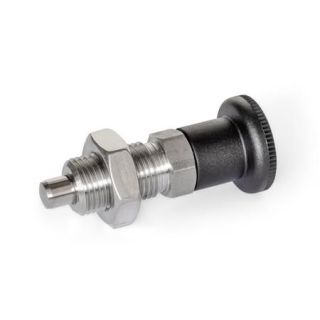 GN-818-Stainless-Steel-Indexing-plungers-AISI-316-A4-without-rest-position-BK-With-plastic-knob-with-lock-nut