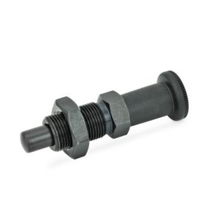 GN-817.2-Indexing-plungers-Steel-long-Plastic-knob-BK-Without-rest-position-with-lock-nut