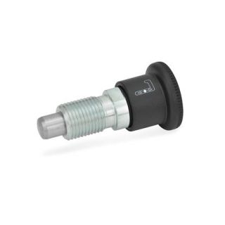 GN-816-Locking-plungers-Plunger-pin-protruded-A-Operation-with-knob-sleeve-black-without-lock-nut