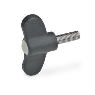 GN-633.1-Wing-screws-Plastic-with-Stainless-Steel-Threaded-stud-DGR-Gray-RAL-7035-matte-finish