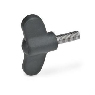 GN-633.1-Wing-screws-Plastic-with-Stainless-Steel-Threaded-stud-DSG-Black-gray-RAL-7021-matte-finish