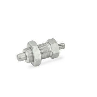 GN-617-Indexing-plungers-Stainless-Steel-Plastic-knob-With-threaded-stud-with-lock-nut-Stainless-steel