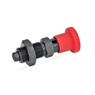 GN-817-Indexing-plungers-Steel-with-red-knob-With-rest-position-with-lock-nut-RT-Red-RAL-3000-matte-finish