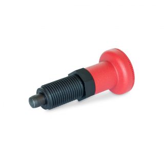 GN-617.2-Indexing-plungers-threaded-body-plastic-plunger-pin-steel-with-red-knob-Steel-Without-rest-position-without-lock-nut