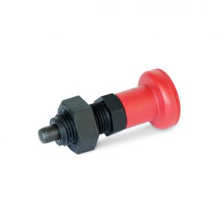 GN-617.2-Indexing-plungers-threaded-body-plastic-plunger-pin-steel-with-red-knob-Without-rest-position-with-lock-nut-Steel