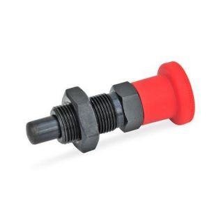 GN-817-Indexing-plungers-Steel-with-red-knob-Without-rest-position-with-lock-nut-RT-Red-RAL-3000-matte-finish