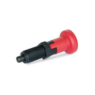 GN-617.2-Indexing-plungers-threaded-body-plastic-plunger-pin-steel-with-red-knob-With-rest-position-without-lock-nut-Steel