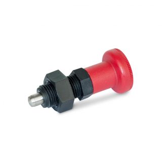 GN-617.2-Indexing-plungers-threaded-body-plastic-plunger-pin-Stainless-Steel-with-red-knob-Without-rest-position-with-lock-nut-Stainless-steel