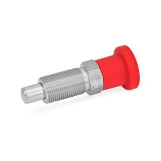 GN-817-Stainless-Steel-Indexing-plungers-with-red-knob-RT-Red-RAL-3000-matte-finish-Without-rest-position-without-lock-nut-Stainless-steel