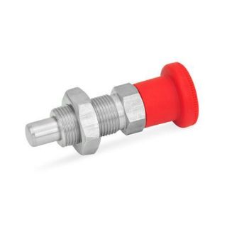 GN-817-Stainless-Steel-Indexing-plungers-with-red-knob-Stainless-steel-Without-rest-position-with-lock-nut-RT-Red-RAL-3000-matte-finish